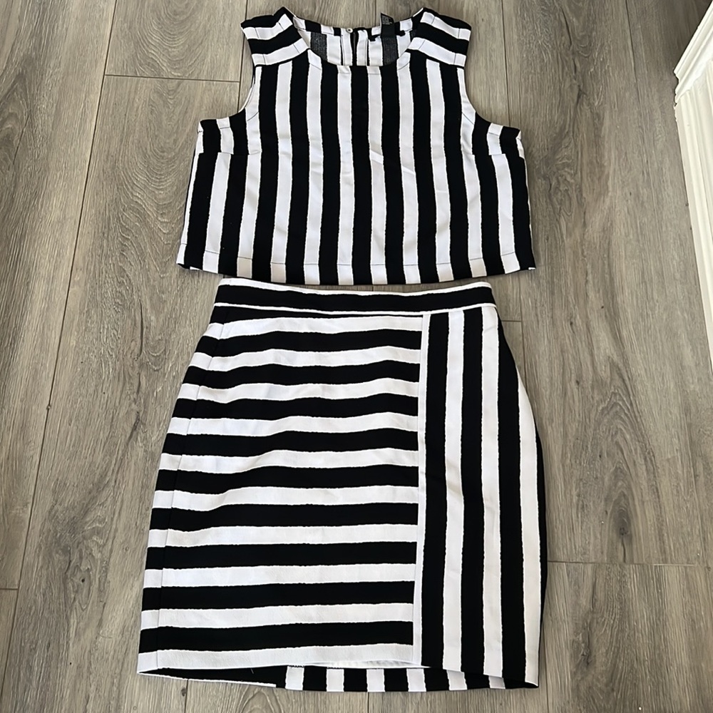 Black and White Stripped Top  + Skirt